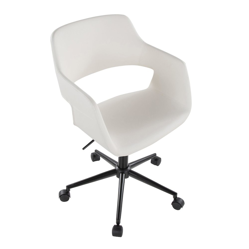 Margarite Task Chair in Black Metal, White PU color. Picture 6