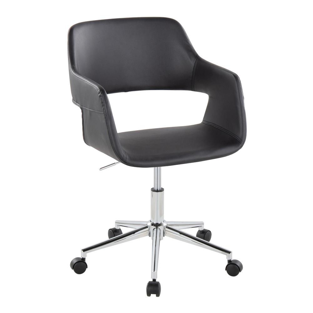 Chrome Metal, Black PU Margarite Task Chair. Picture 1