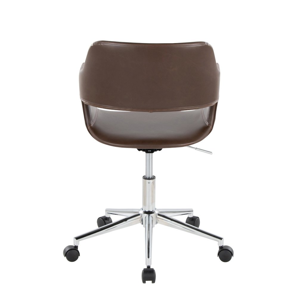Margarite Task Chair in Chrome Metal, Espresso PU color. Picture 4