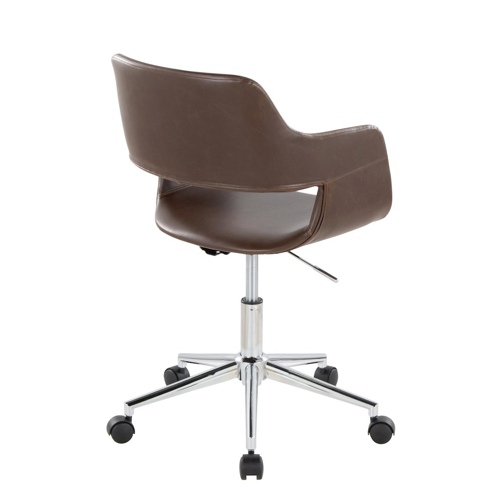 Margarite Task Chair in Chrome Metal, Espresso PU color. Picture 3