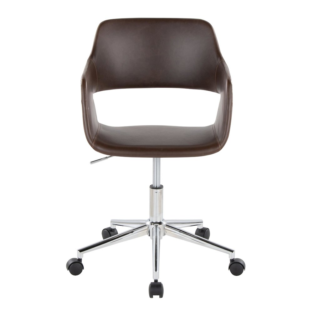 Margarite Task Chair in Chrome Metal, Espresso PU color. Picture 5