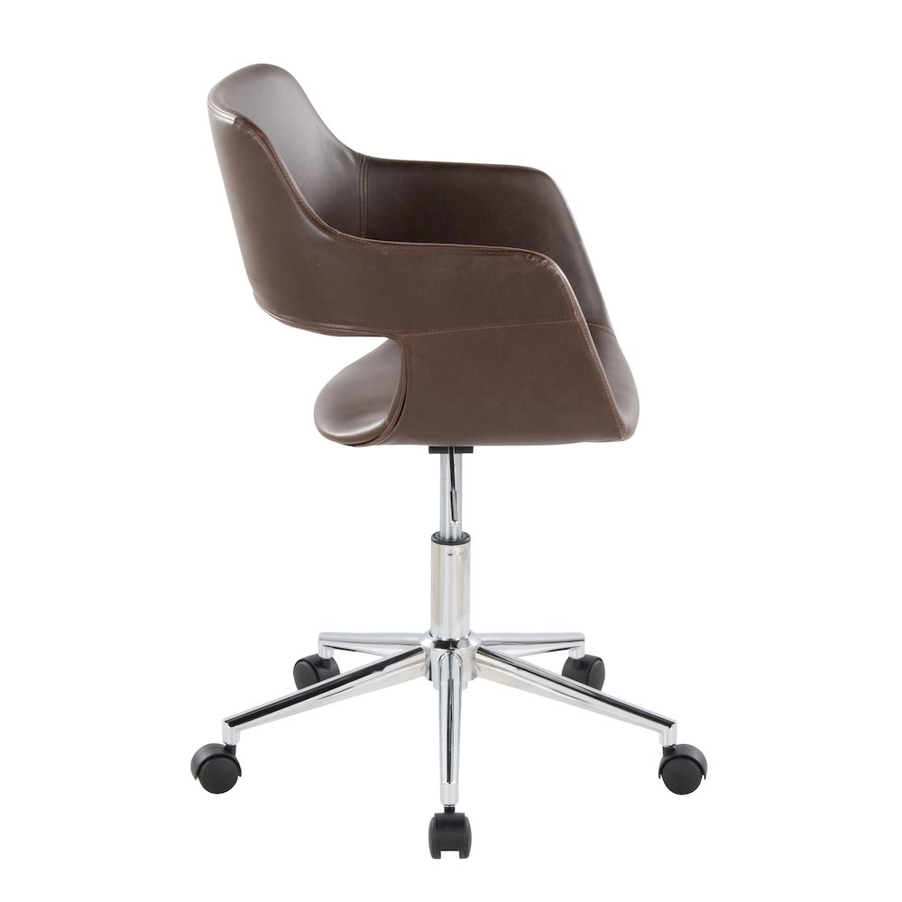Margarite Task Chair in Chrome Metal, Espresso PU color. Picture 2