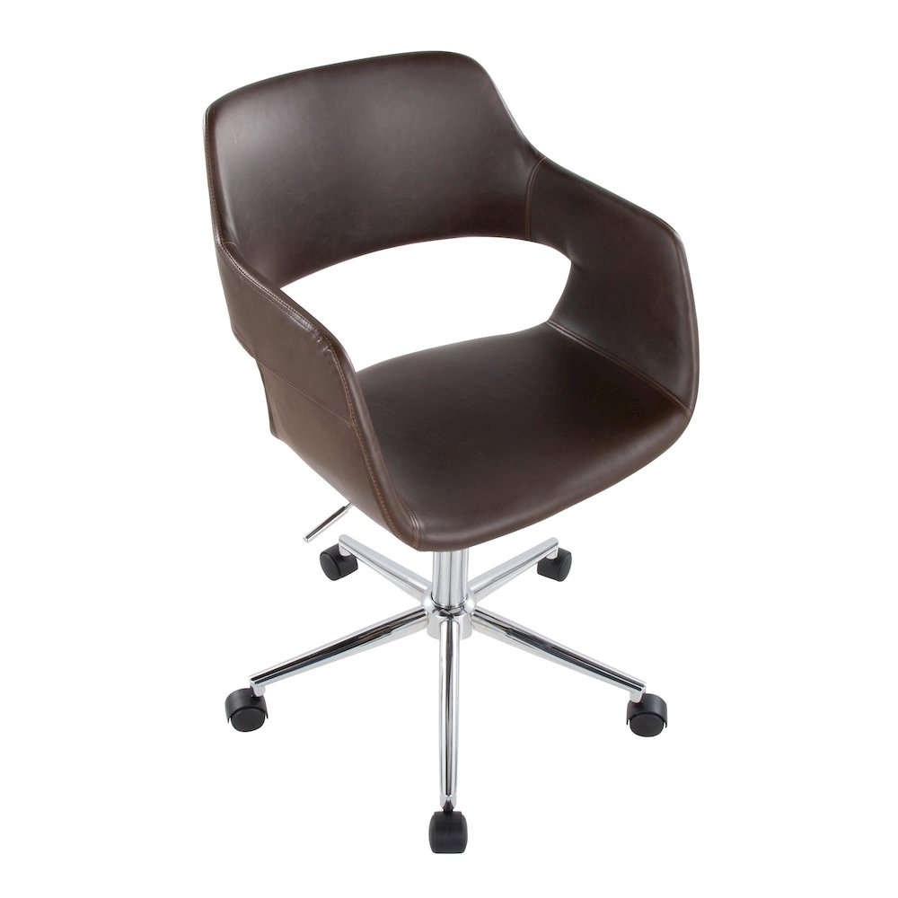 Margarite Task Chair in Chrome Metal, Espresso PU color. Picture 6