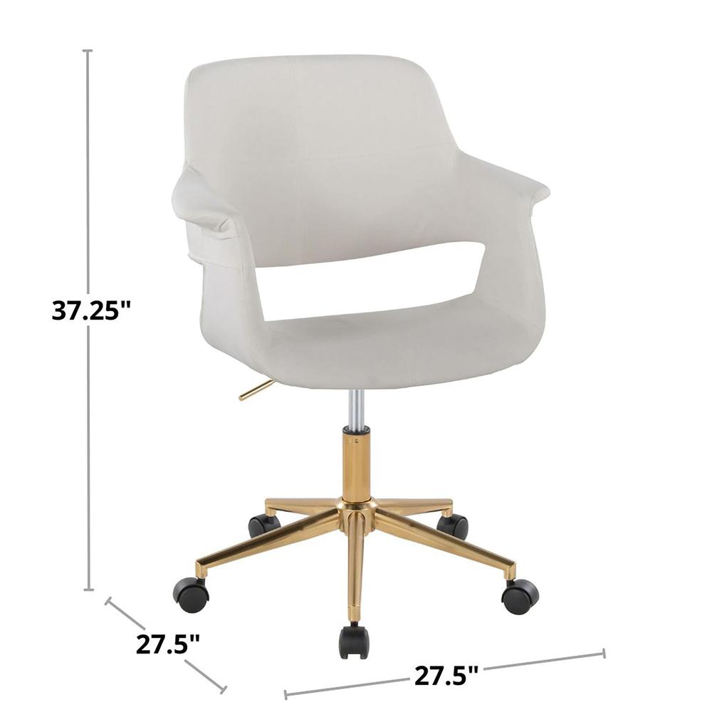 Gold Metal, Cream Velvet Vintage Flair Office Chair. Picture 6