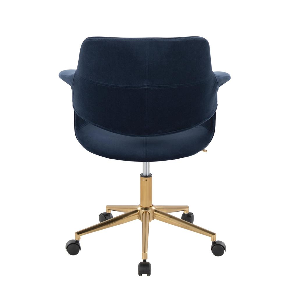 Gold Metal, Blue Velvet Vintage Flair Office Chair. Picture 4