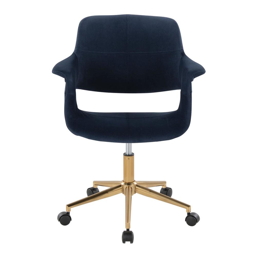 Gold Metal, Blue Velvet Vintage Flair Office Chair. Picture 5