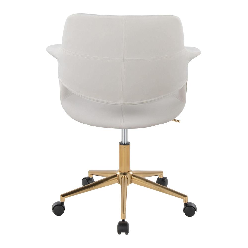 Gold Metal, Cream Velvet Vintage Flair Office Chair. Picture 4