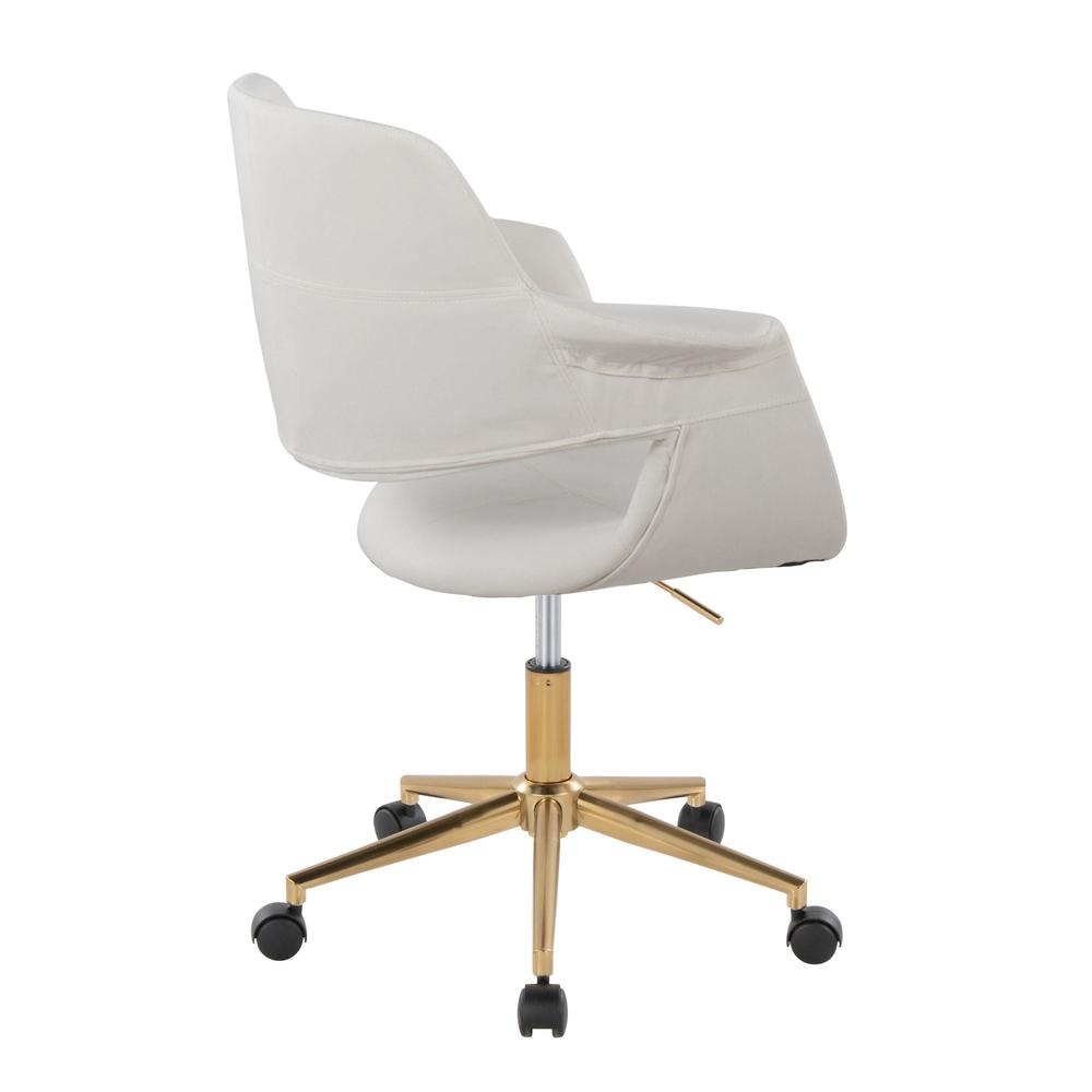 Gold Metal, Cream Velvet Vintage Flair Office Chair. Picture 3