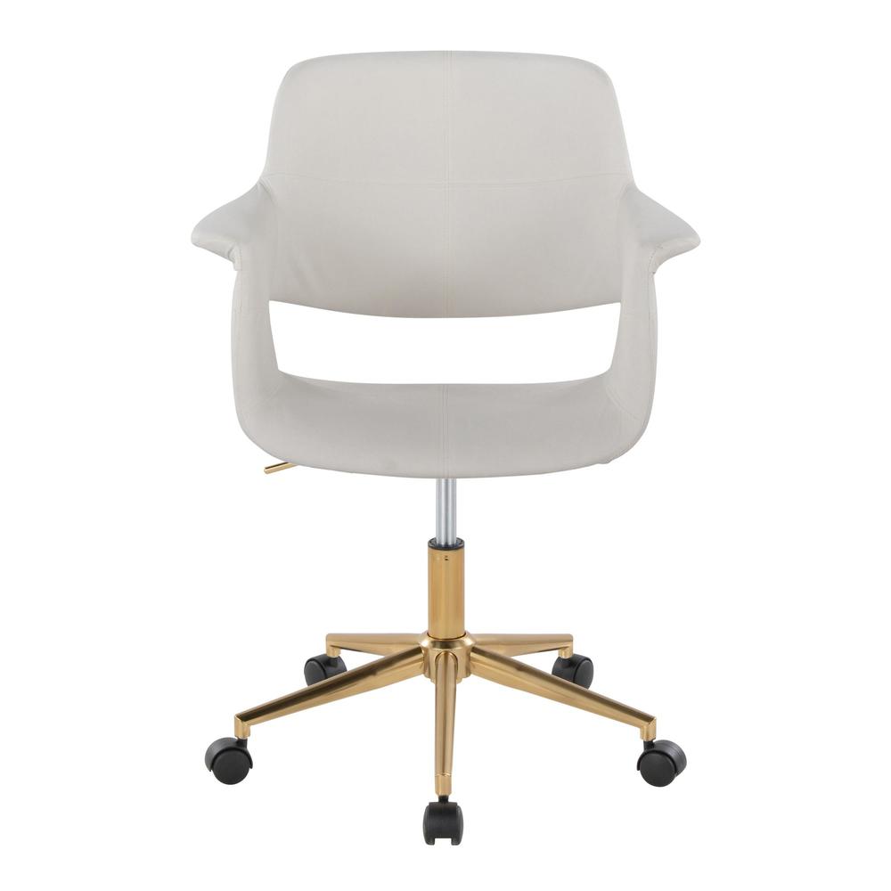 Gold Metal, Cream Velvet Vintage Flair Office Chair. Picture 5