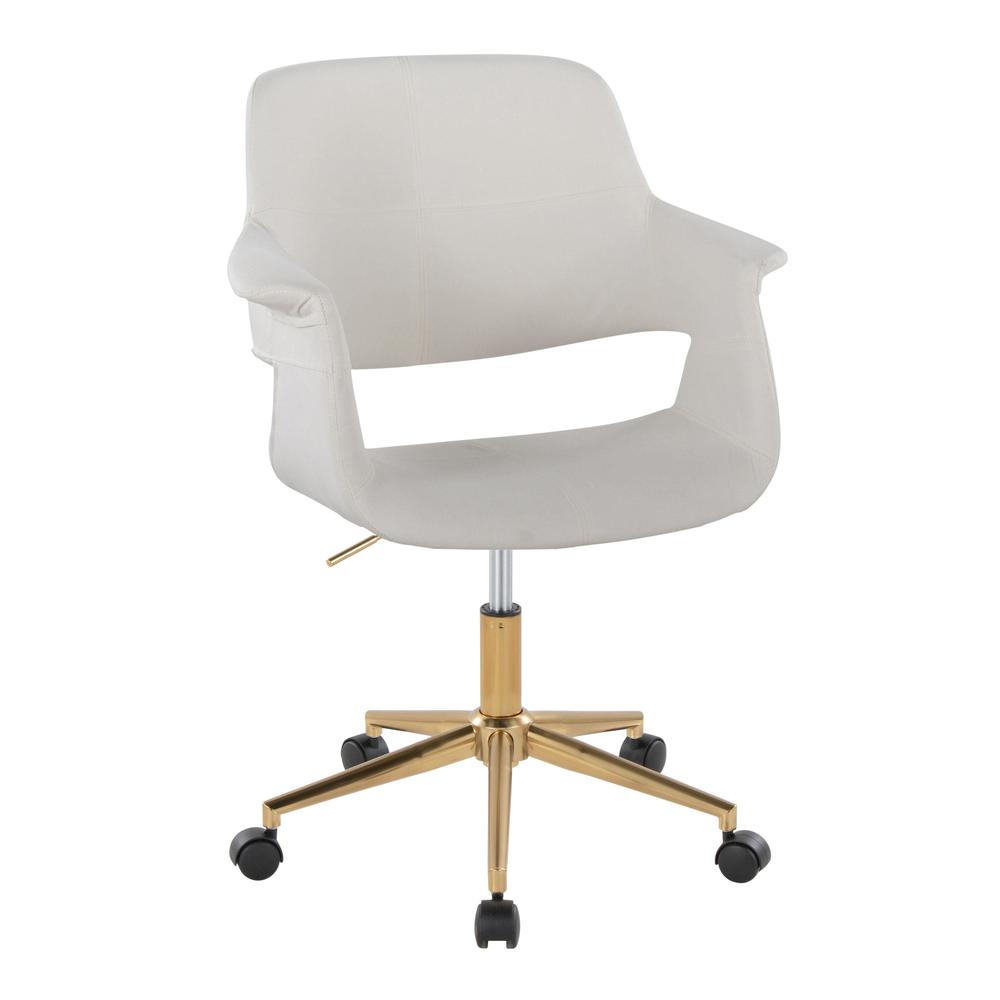Gold Metal, Cream Velvet Vintage Flair Office Chair. Picture 1