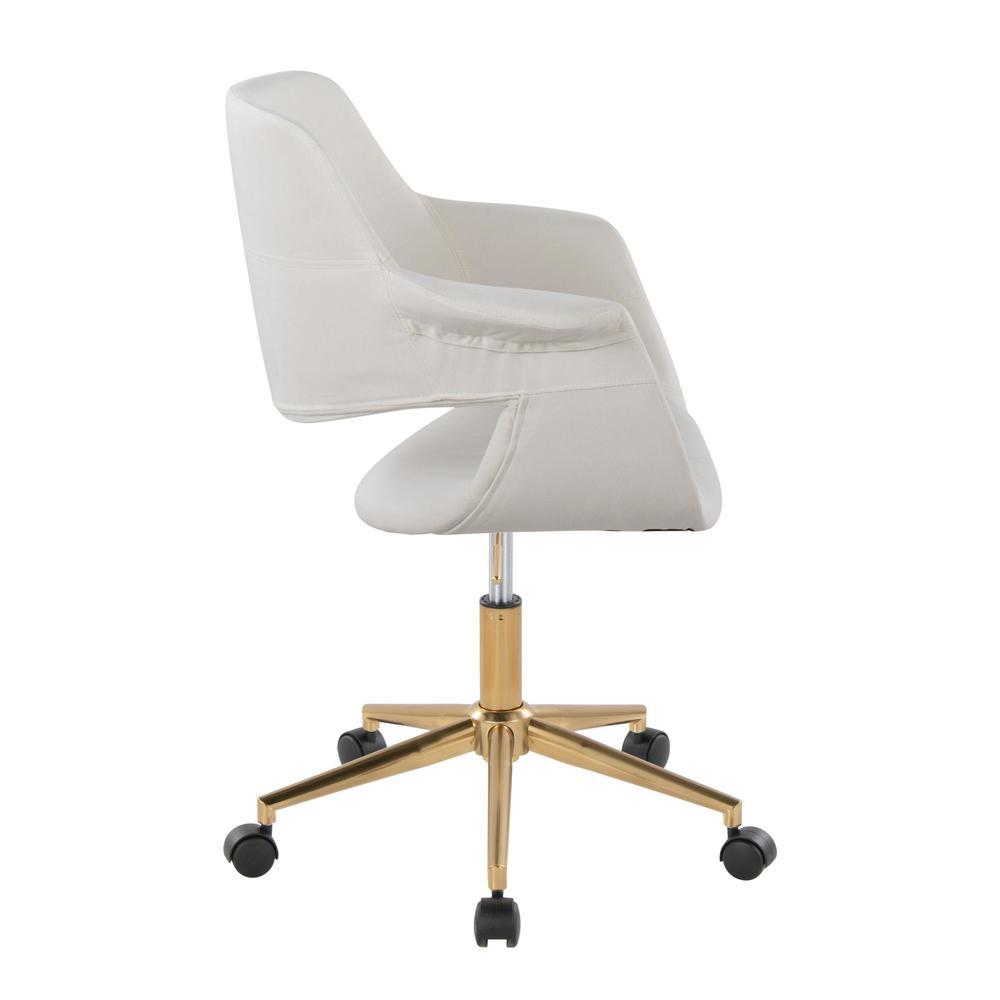 Gold Metal, Cream Velvet Vintage Flair Office Chair. Picture 2