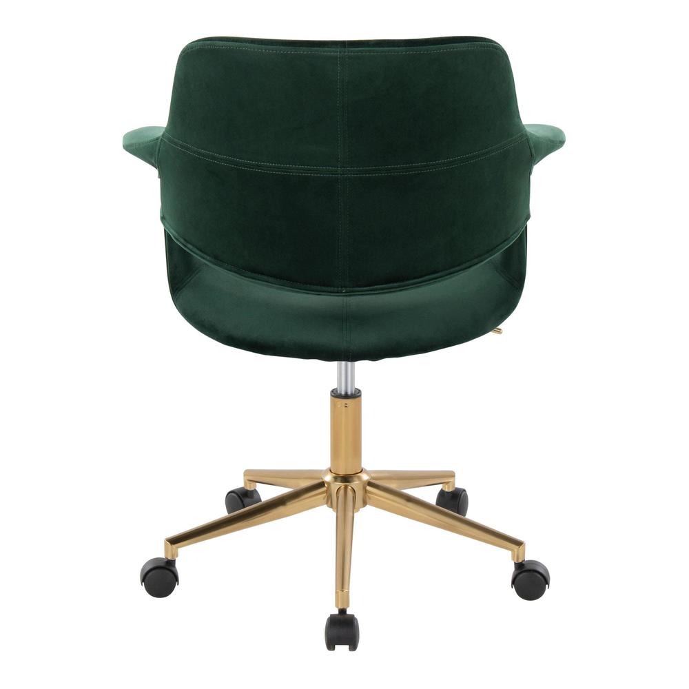 Gold Metal, Green Velvet Vintage Flair Office Chair. Picture 4