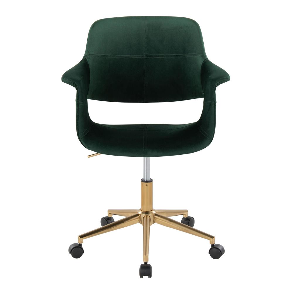 Gold Metal, Green Velvet Vintage Flair Office Chair. Picture 5