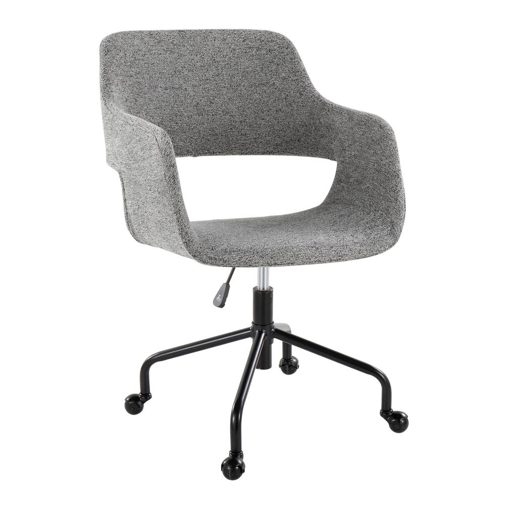 Black Metal, Grey Fabric Margarite Adjustable Office Chair. Picture 1