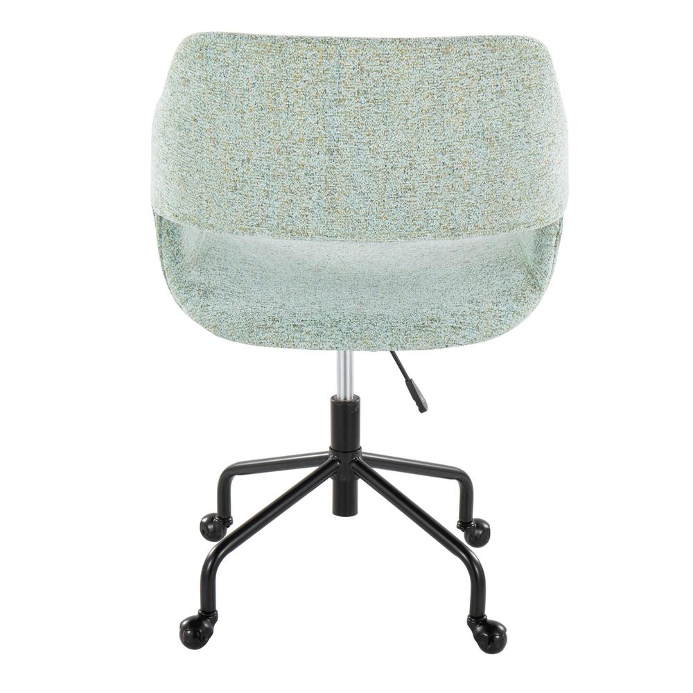 Black Metal, Light Green Fabric Margarite Adjustable Office Chair. Picture 4