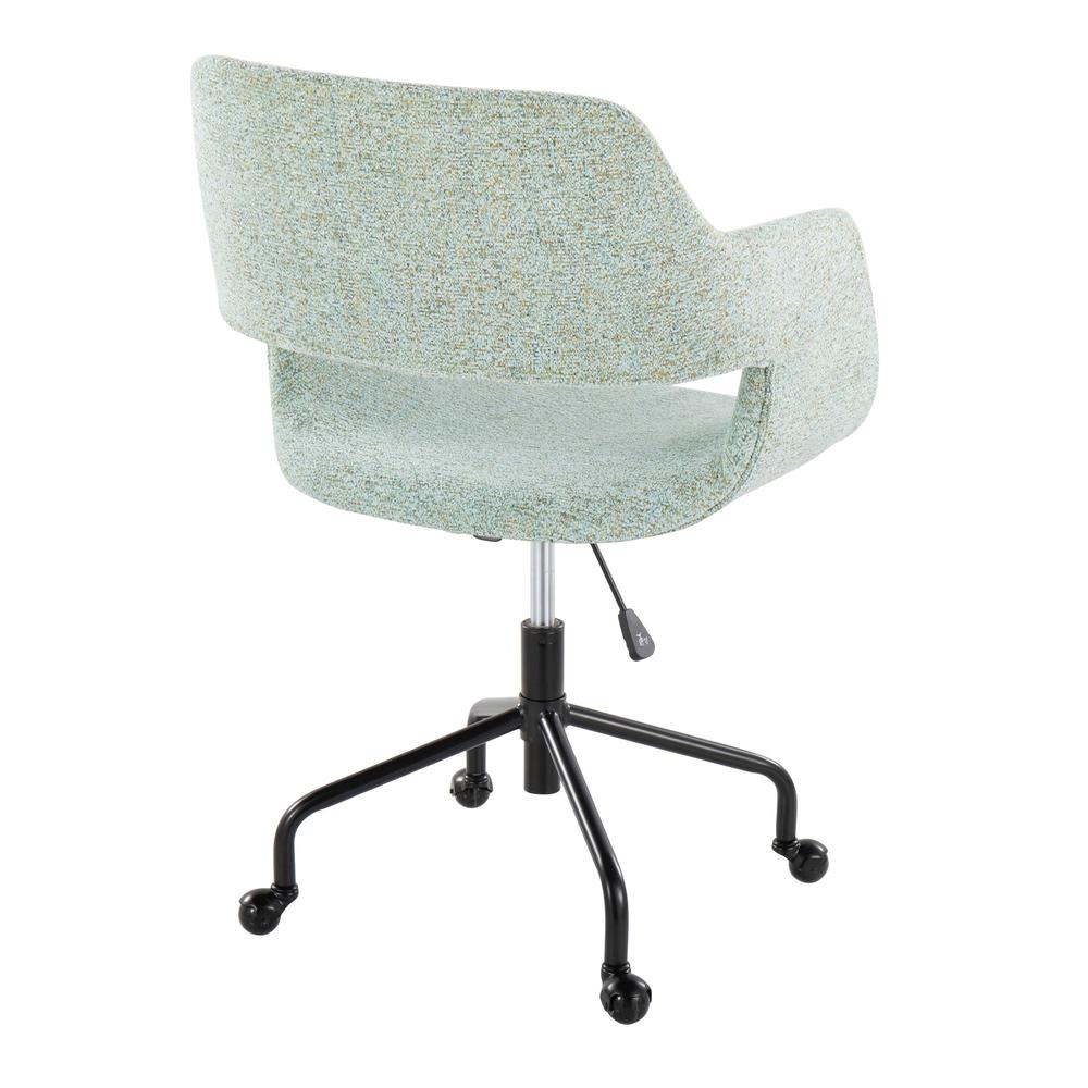 Black Metal, Light Green Fabric Margarite Adjustable Office Chair. Picture 3