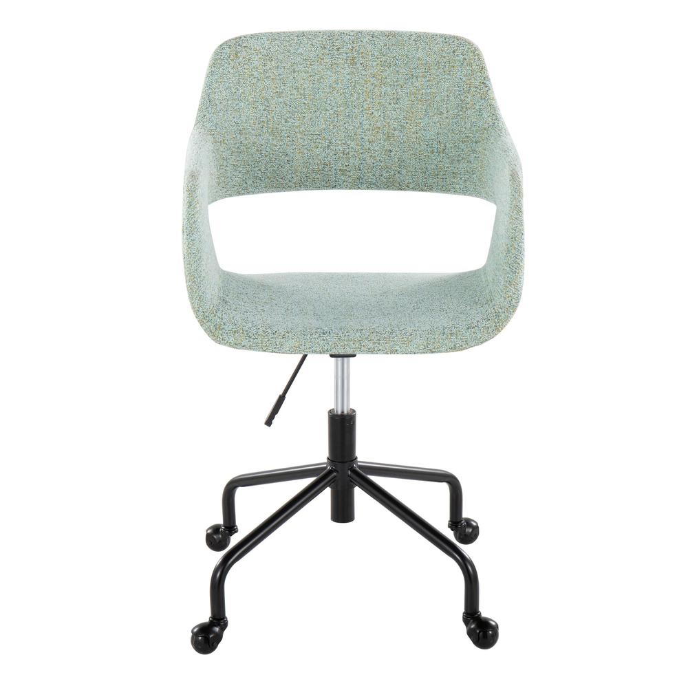 Black Metal, Light Green Fabric Margarite Adjustable Office Chair. Picture 5