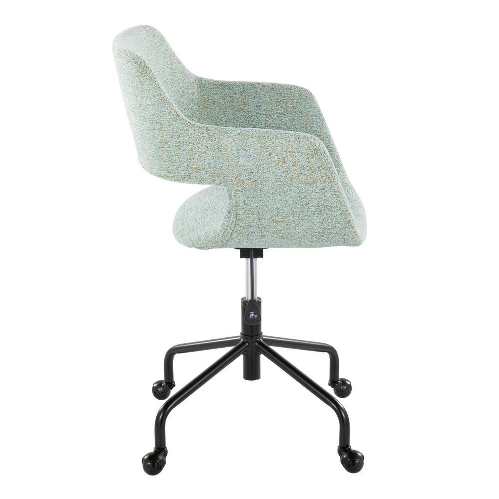 Black Metal, Light Green Fabric Margarite Adjustable Office Chair. Picture 2