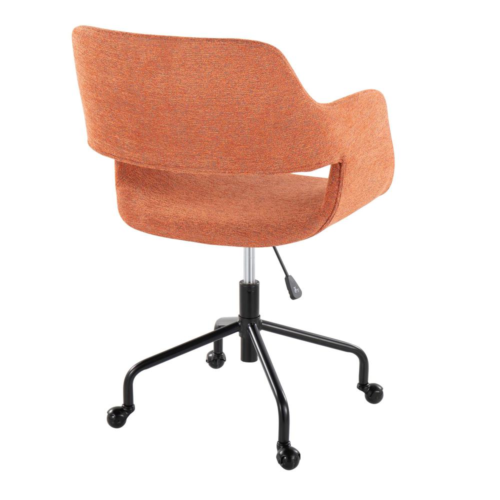 Black Metal, Orange Fabric Margarite Adjustable Office Chair. Picture 3