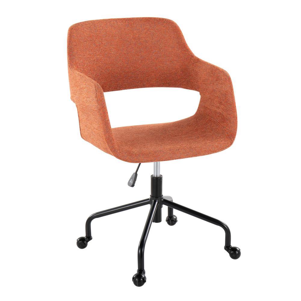 Black Metal, Orange Fabric Margarite Adjustable Office Chair. Picture 1