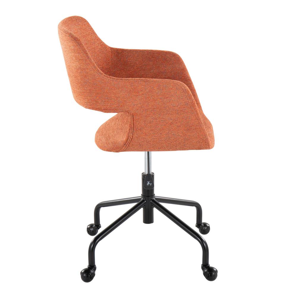 Black Metal, Orange Fabric Margarite Adjustable Office Chair. Picture 2