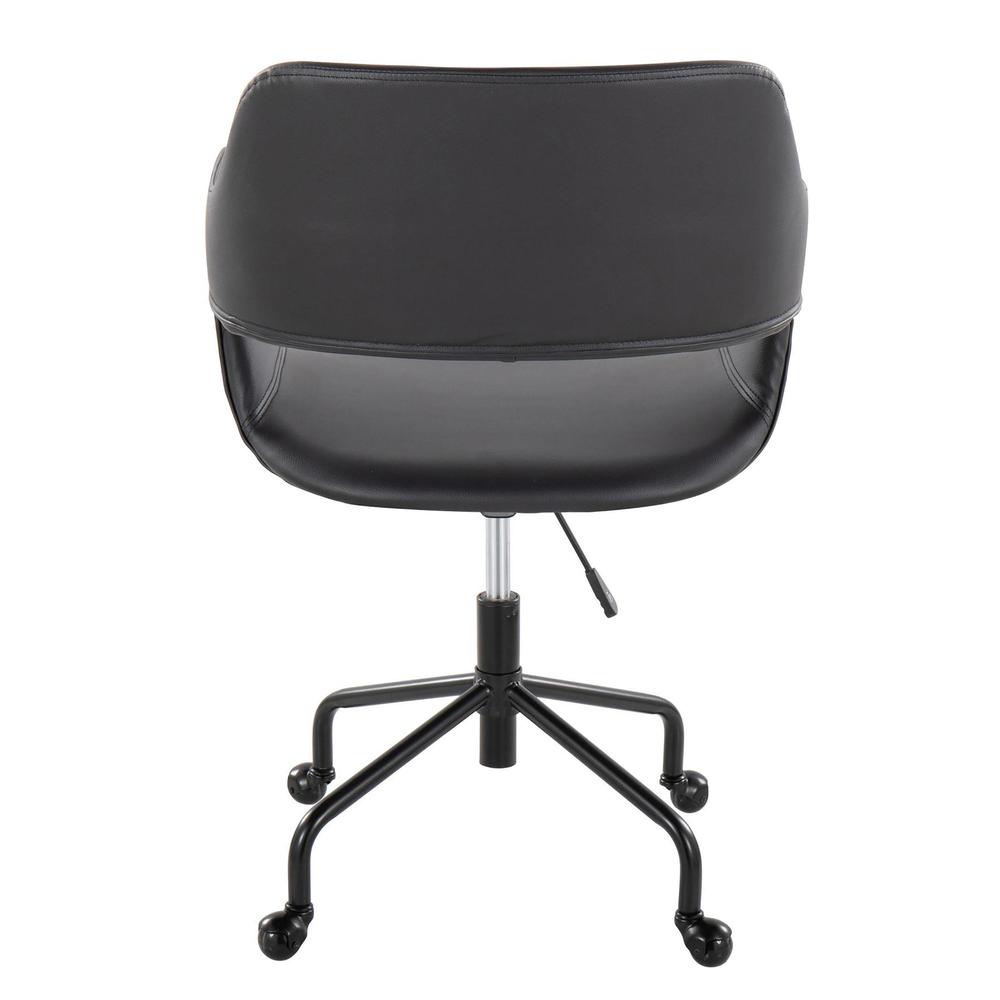 Black Metal, Black PU Margarite Adjustable Office Chair. Picture 4