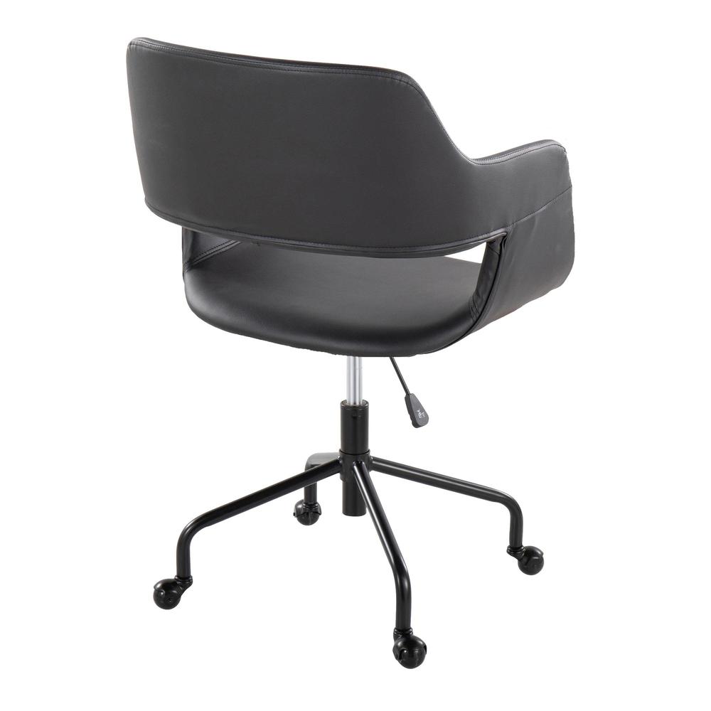 Black Metal, Black PU Margarite Adjustable Office Chair. Picture 3