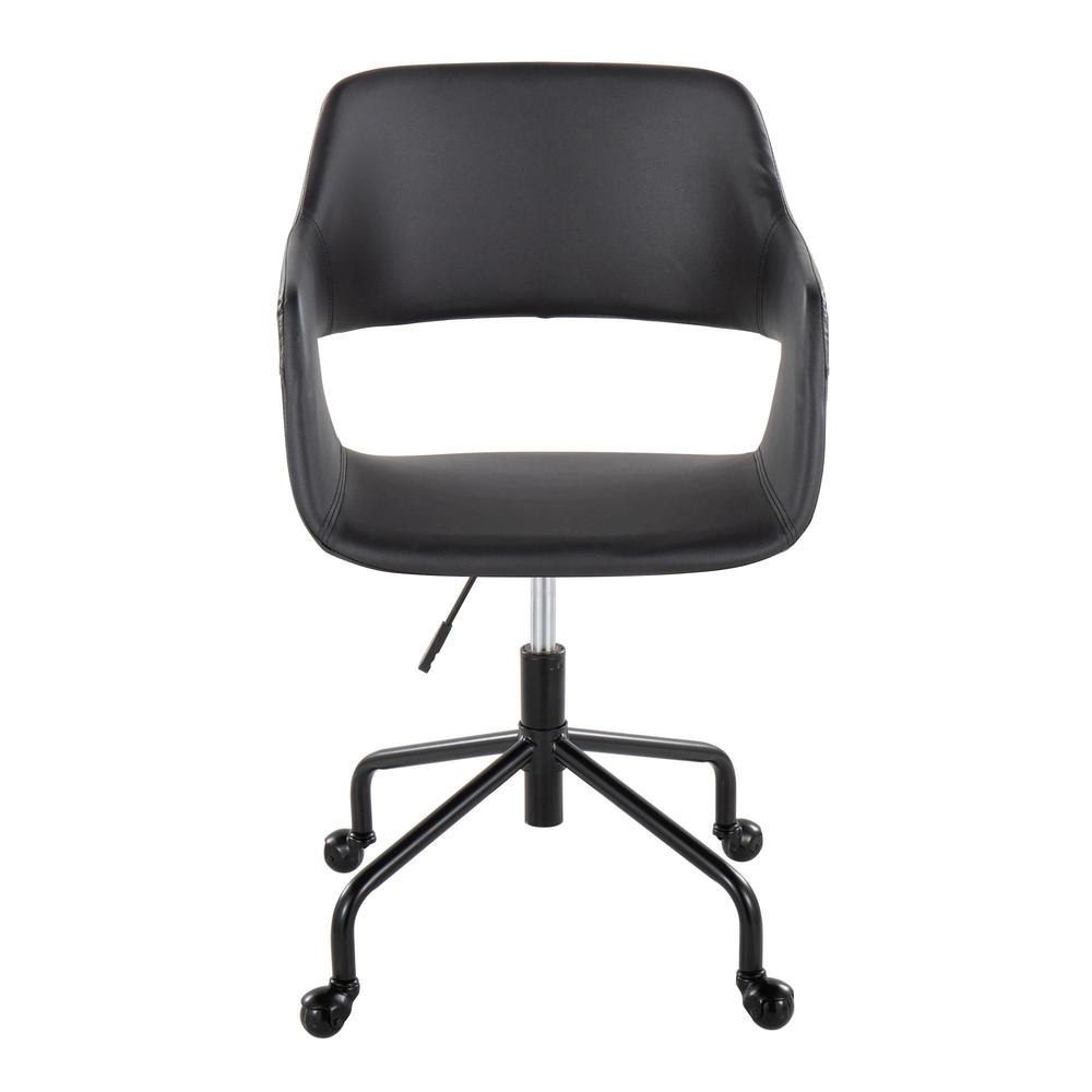 Black Metal, Black PU Margarite Adjustable Office Chair. Picture 5