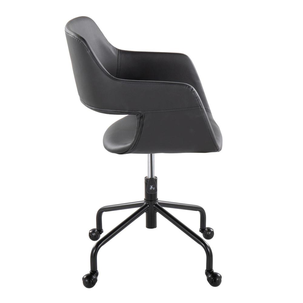 Black Metal, Black PU Margarite Adjustable Office Chair. Picture 2