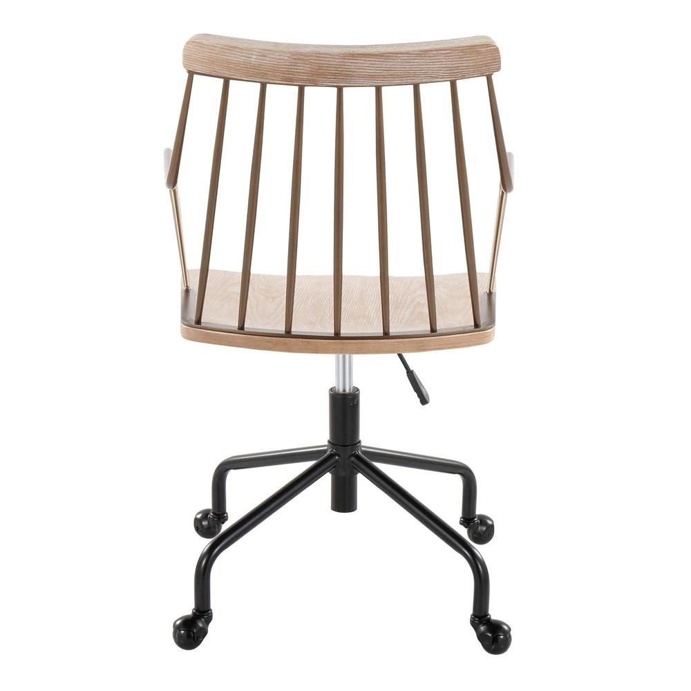 Black Metal, Antique Copper, White Washed Wood Preston Adjustable Office Chair. Picture 3
