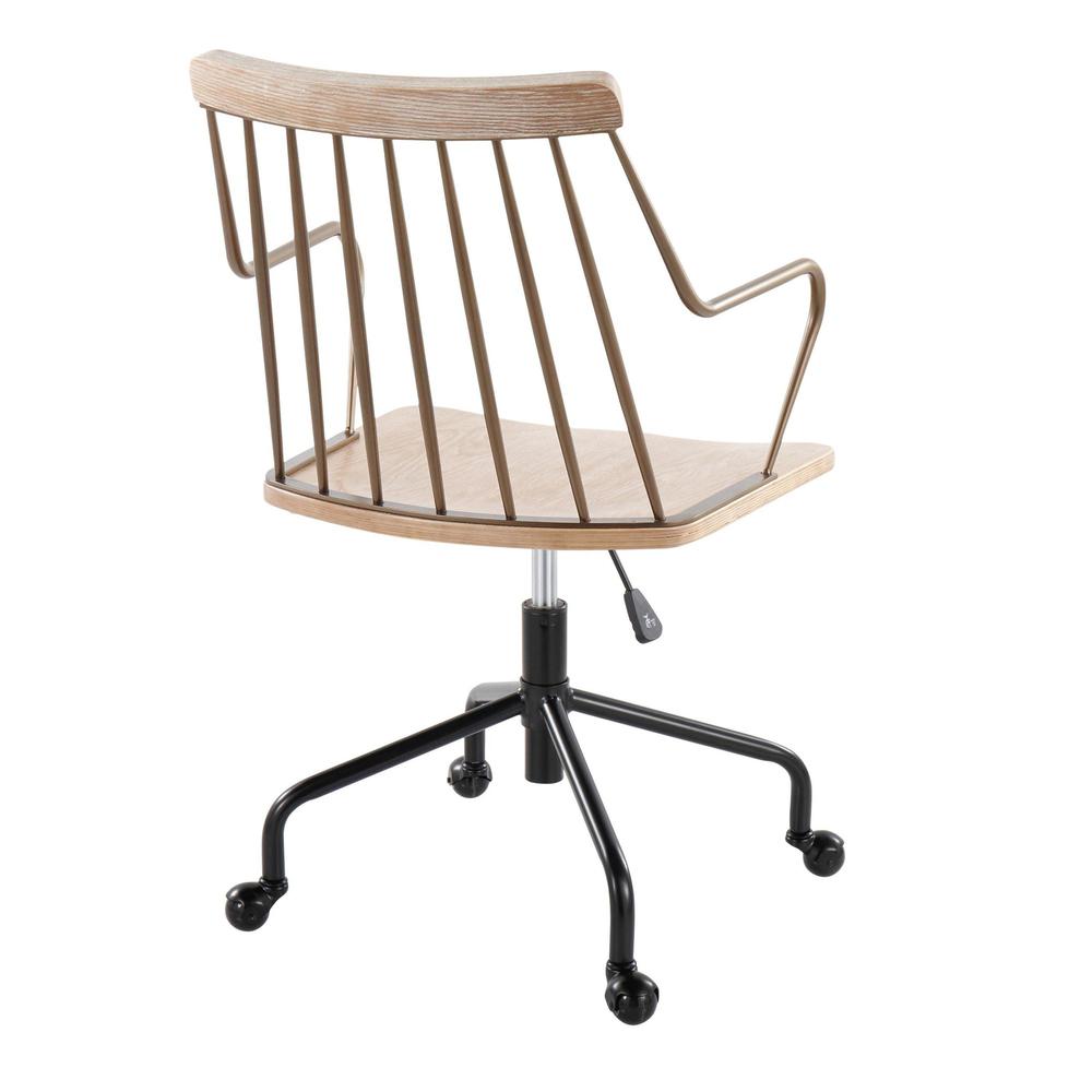 Black Metal, Antique Copper, White Washed Wood Preston Adjustable Office Chair. Picture 4
