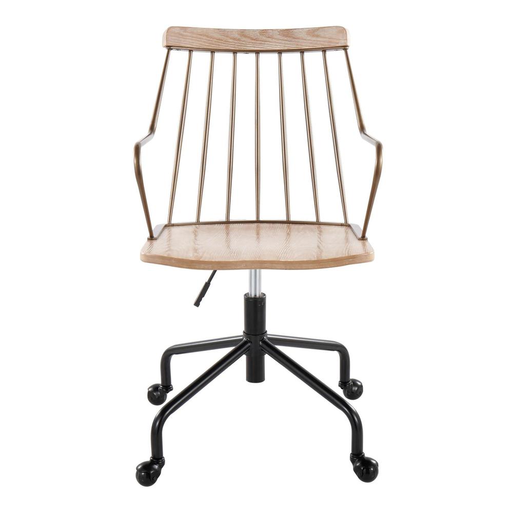 Black Metal, Antique Copper, White Washed Wood Preston Adjustable Office Chair. Picture 2