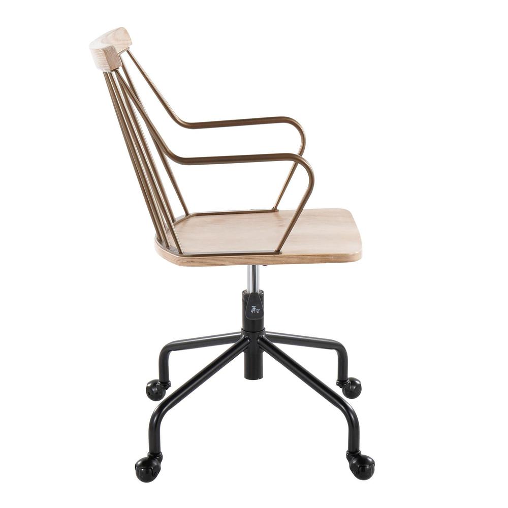 Black Metal, Antique Copper, White Washed Wood Preston Adjustable Office Chair. Picture 5