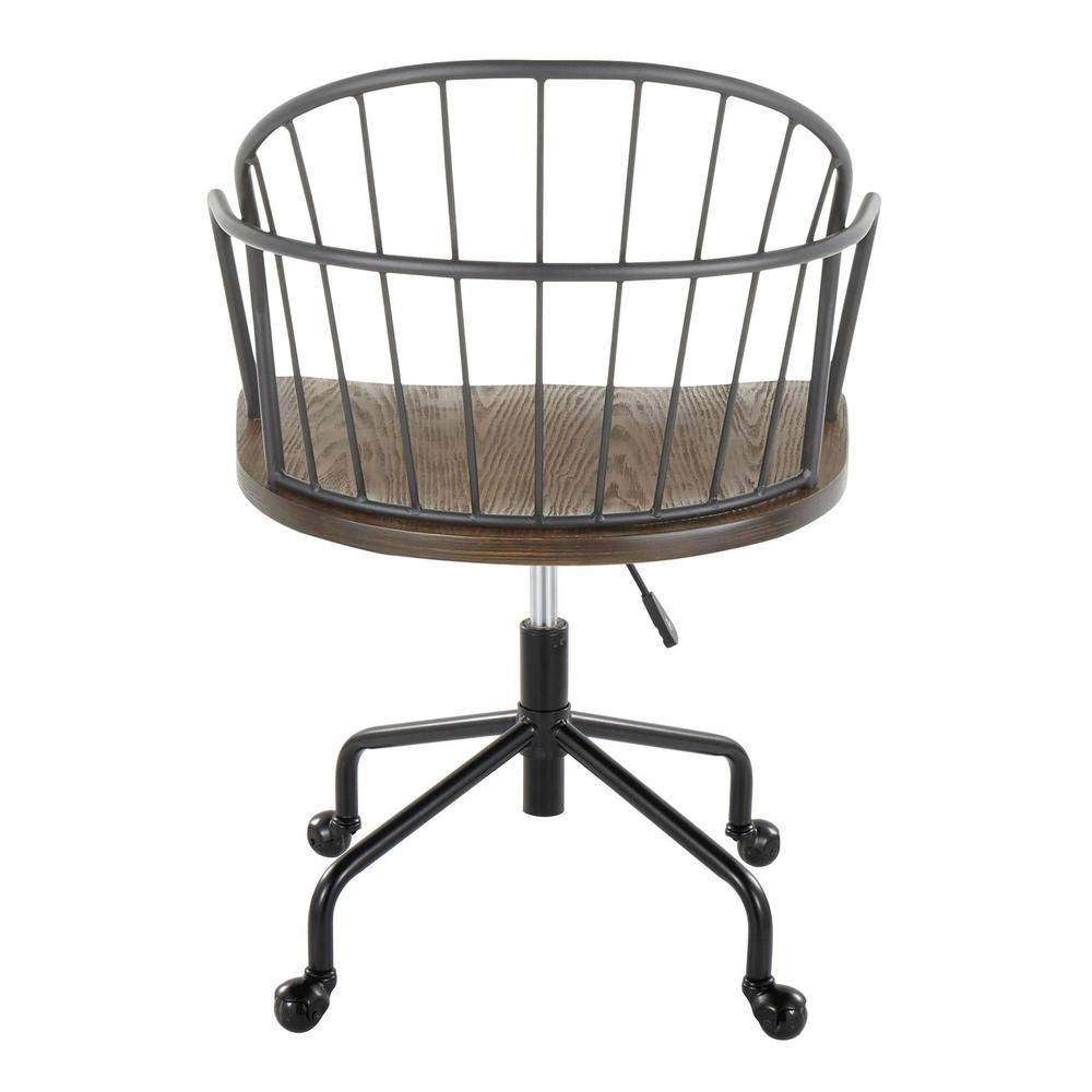 Black Metal, Dark Walnut Wood Riley Adjustable Office Chair. Picture 4