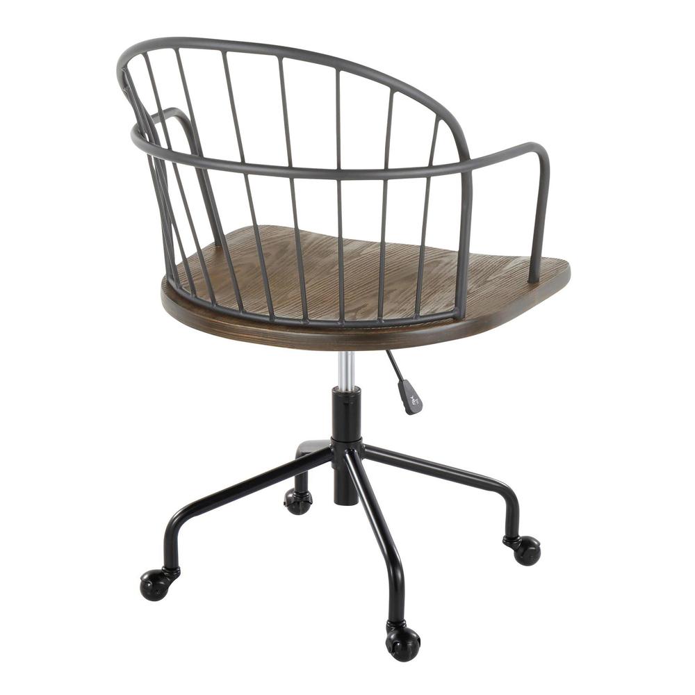 Black Metal, Dark Walnut Wood Riley Adjustable Office Chair. Picture 3