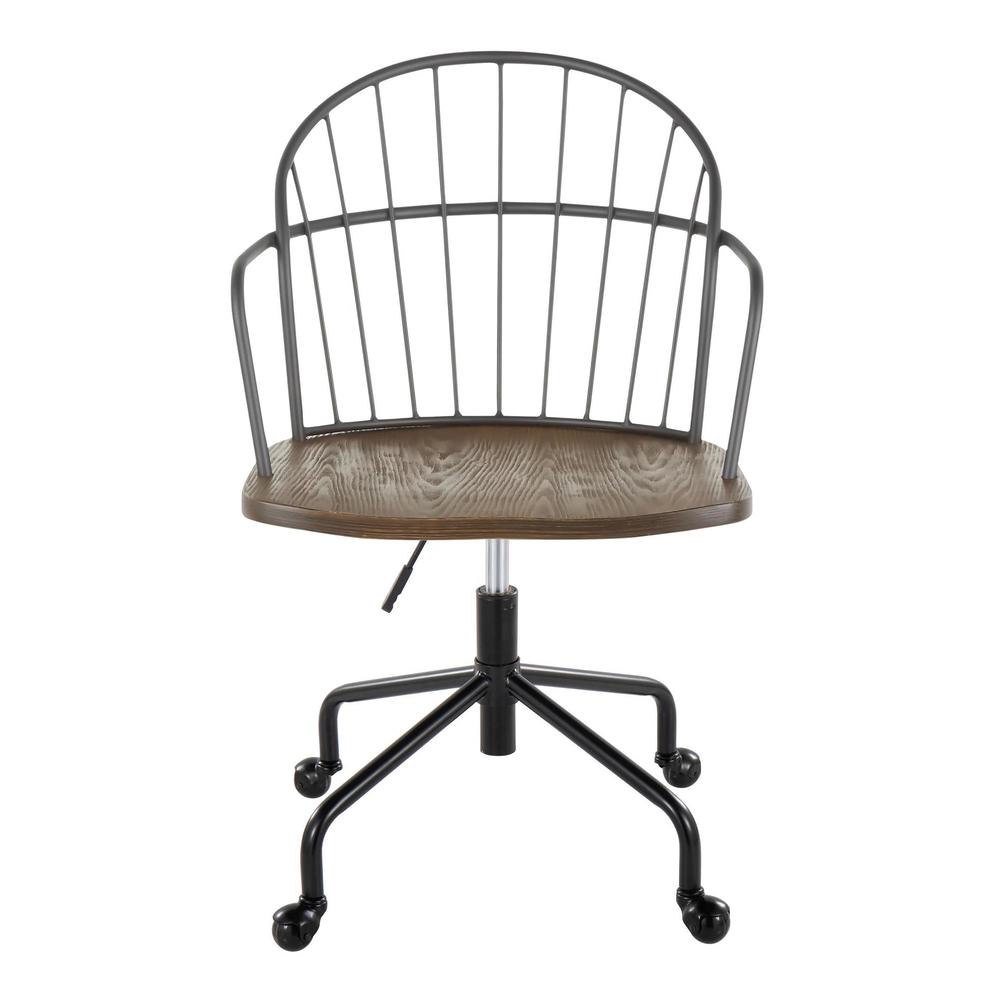 Black Metal, Dark Walnut Wood Riley Adjustable Office Chair. Picture 5