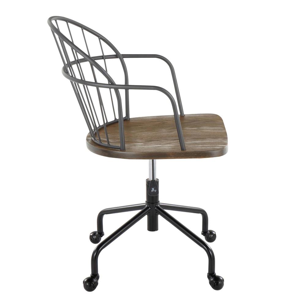 Black Metal, Dark Walnut Wood Riley Adjustable Office Chair. Picture 2