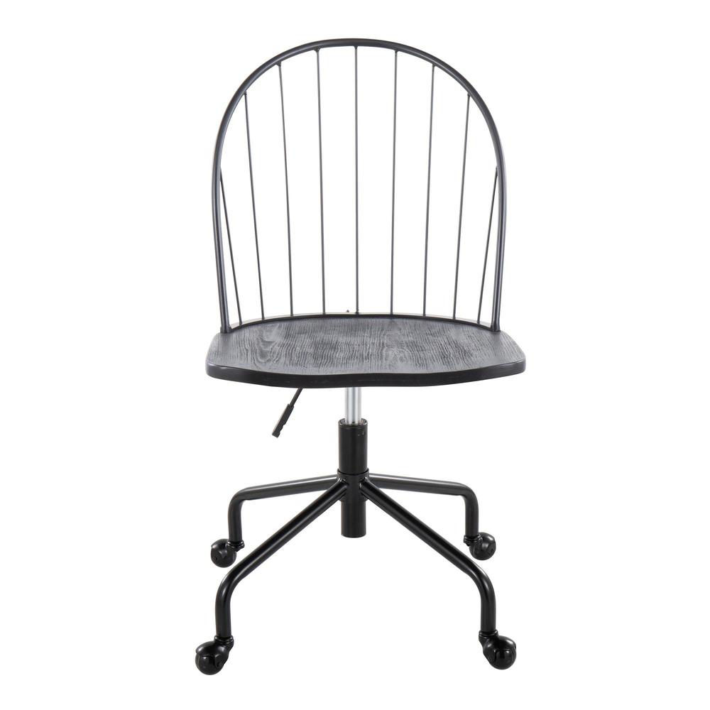 Black Metal, Black Wood Riley Adjustable High Back Office Chair. Picture 5