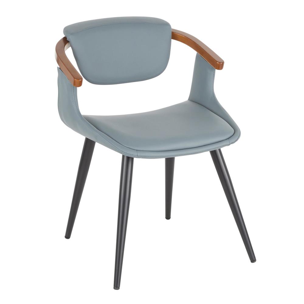 Black Metal, Grey PU, Walnut Bamboo Oracle Chair. Picture 1