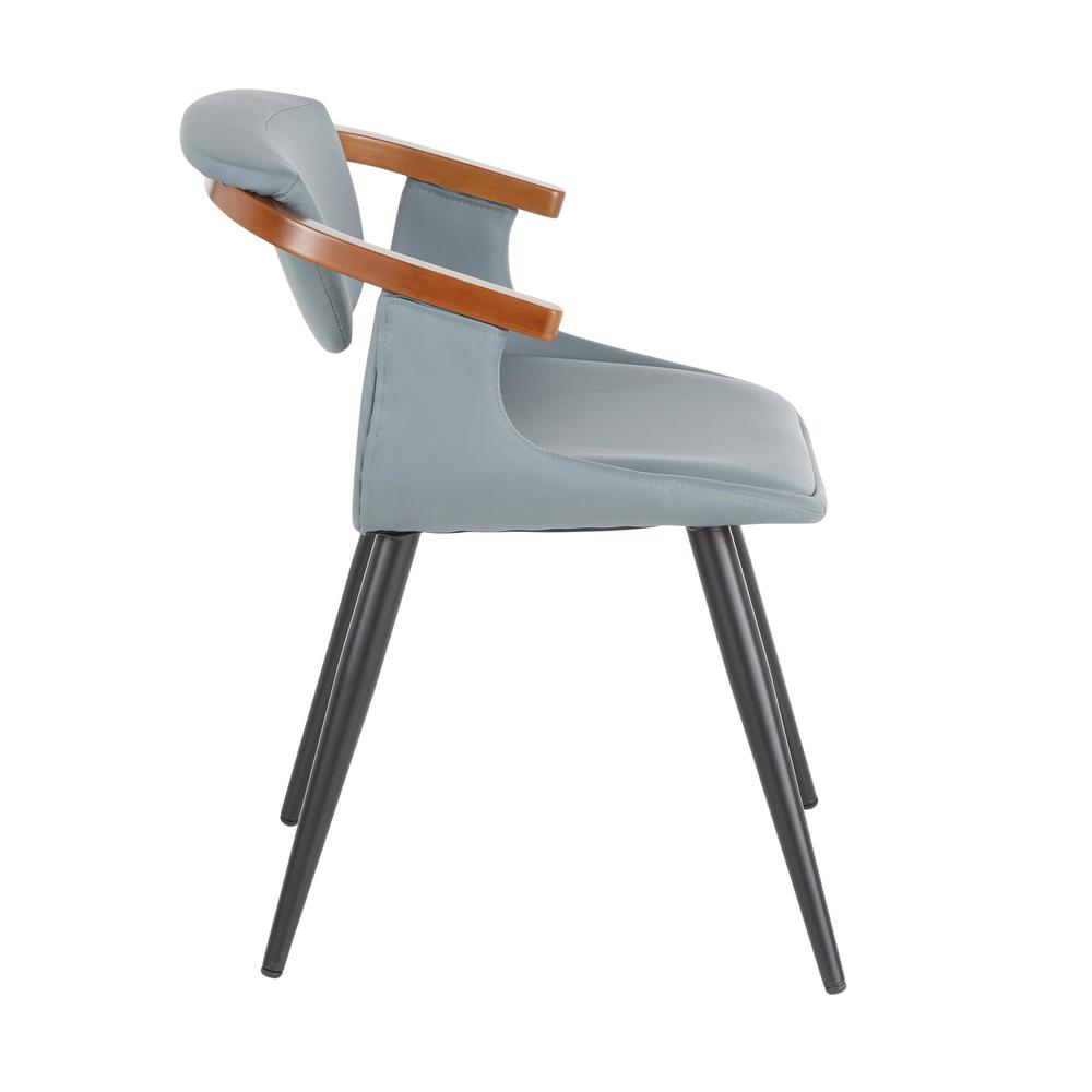 Black Metal, Grey PU, Walnut Bamboo Oracle Chair. Picture 2