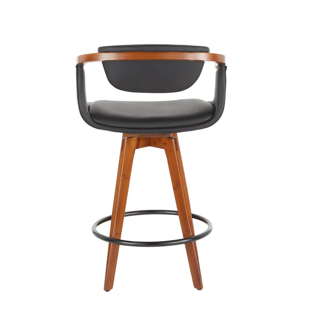 Walnut Bamboo, Black Metal, Black PU Oracle Counter Stool. Picture 4