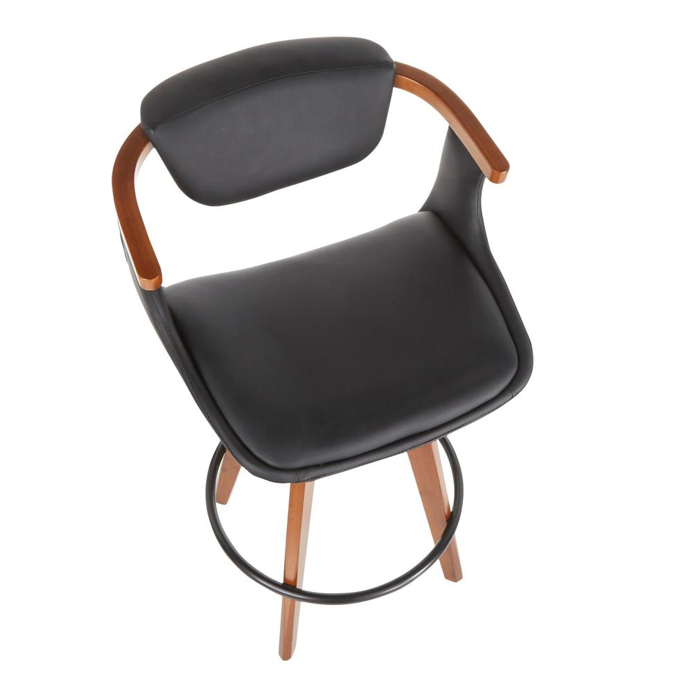 Walnut Bamboo, Black Metal, Black PU Oracle Counter Stool. Picture 6