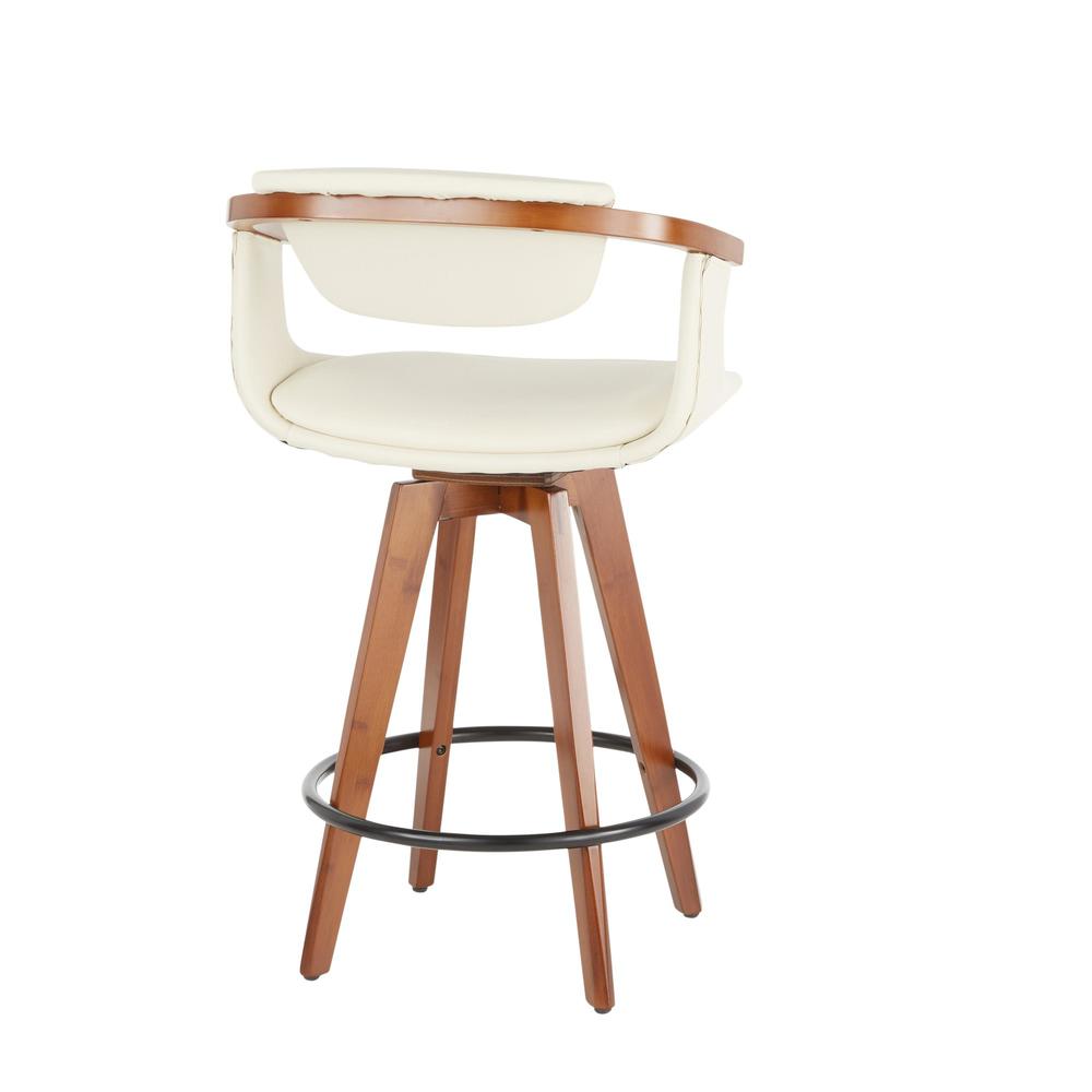 Walnut Bamboo, Black Metal, Cream PU Oracle Counter Stool. Picture 3