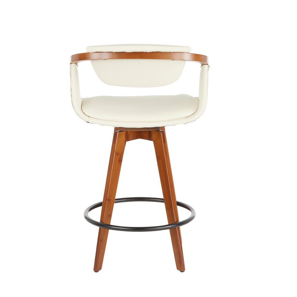 Walnut Bamboo, Black Metal, Cream PU Oracle Counter Stool. Picture 4