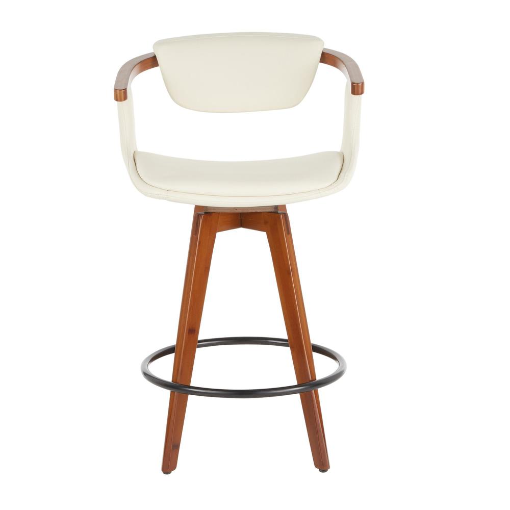 Walnut Bamboo, Black Metal, Cream PU Oracle Counter Stool. Picture 5
