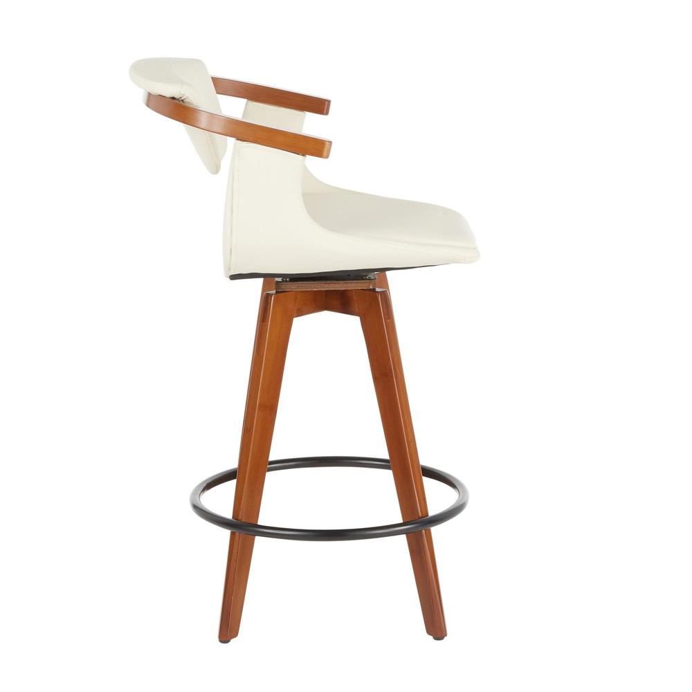 Walnut Bamboo, Black Metal, Cream PU Oracle Counter Stool. Picture 2