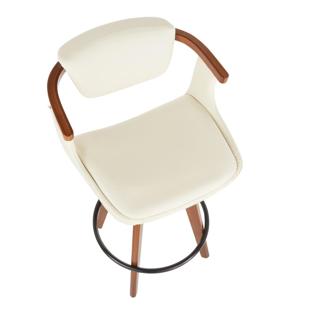 Walnut Bamboo, Black Metal, Cream PU Oracle Counter Stool. Picture 6