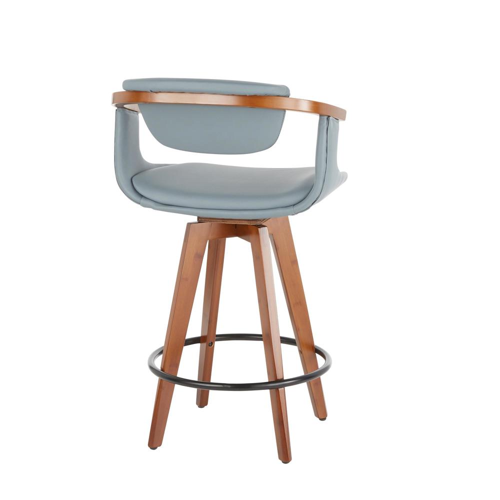 Walnut Bamboo, Black Metal, Grey PU Oracle Counter Stool. Picture 3