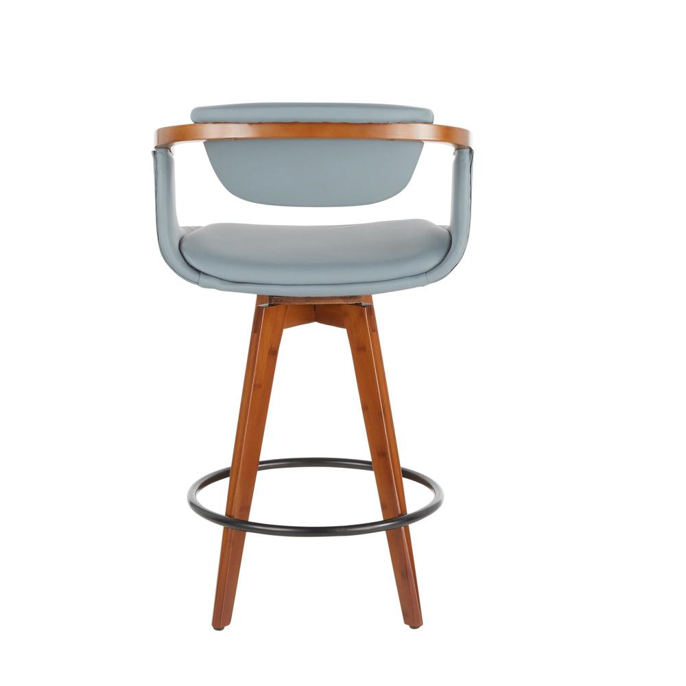 Walnut Bamboo, Black Metal, Grey PU Oracle Counter Stool. Picture 4
