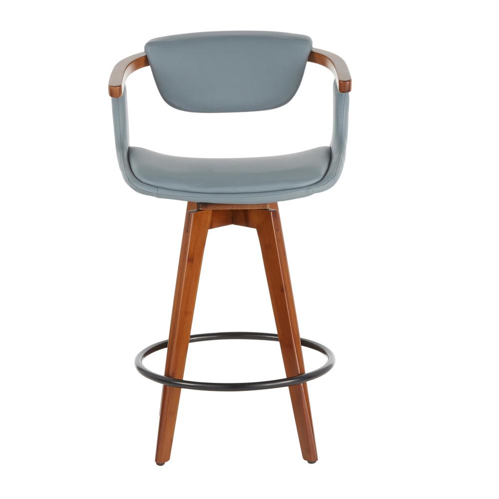Walnut Bamboo, Black Metal, Grey PU Oracle Counter Stool. Picture 5